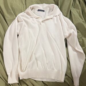 Brandy Melville Cream V-Neck Polo Sweater